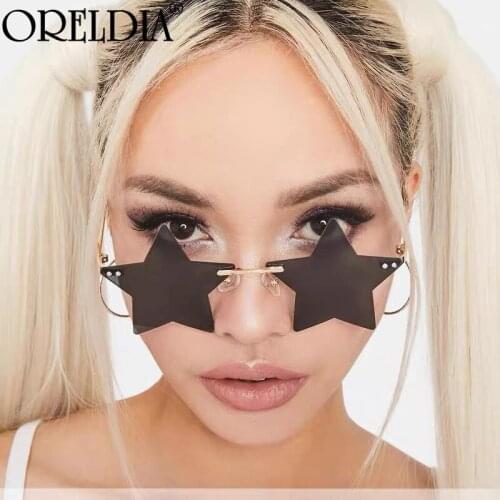 Luxury Fashion Punk Rimless Sunglasses Women Men Five-pointed Star Sun Glasses Metal Shades For Retro Lady Mirror Eyewear UV400