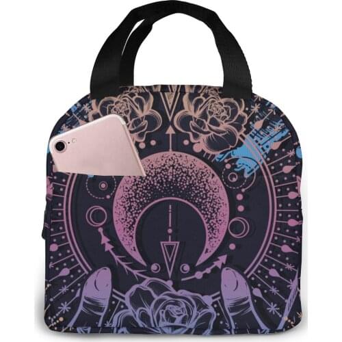 Magical Astrology Alchemy Spirituality Occultism Cooler Lunch Box Portable Insulated Lunch Bag Thermal Food Picnic Lunch Bags