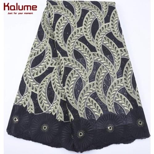 Kalume High Quality African Swiss Cotton Lace Fabric Latest Nigerian Swiss Voile Lace Fabric With Stones For Dress Wedding 1971