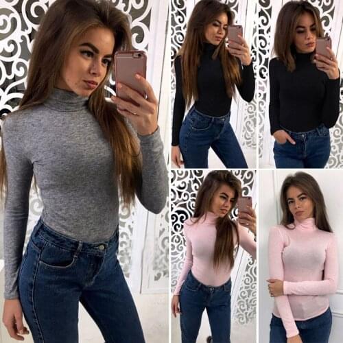 Newest Arrivals Fashion Hot Womens Casual Long Sleeve Solid Loose Tops Ladies Stylish Simple Top T-Shirt Black Grey Pink