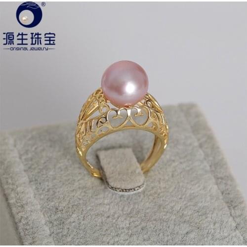 YS S925 Silver 10-11mm Elegant Fine Jewelry Round Natural Cultured Chinese Freshwater Pearl Ring For Women Gift Box