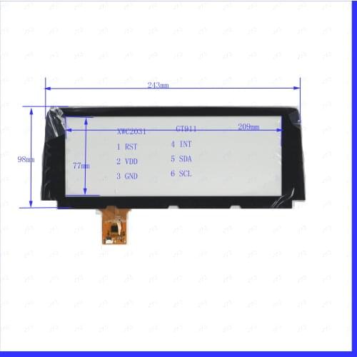 ZhiYuSun XWC2031 NEW 243mm*98mm GT911 Touch sensor panel use GPS DVD overlay kit Resolution 243*98 XWC2031