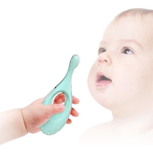 1Pcs Silicone Baby Training Toothbrush Solid Color Short Handle Bebe Kids Teething Stick Cute Cartoon Oral Care Toothbrush