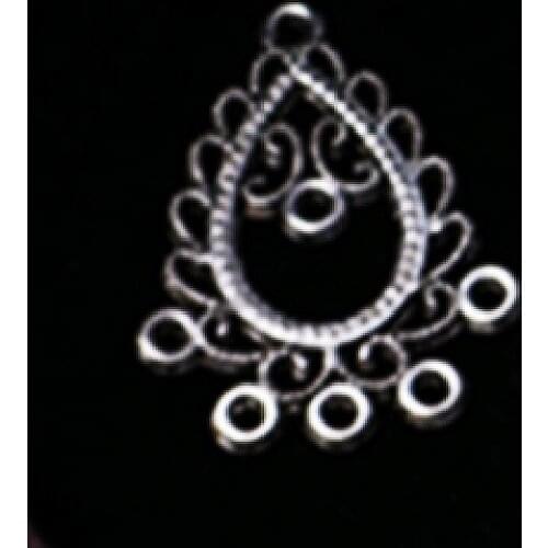 WKOUD 12pcs Silver Color Hollow water Drop Shaped Porous Alloy Connector for Earring Bracelet DIY Jewelry Charm findings A878