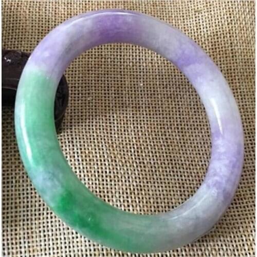 55-64mm VINTAGE HAND-CARVED CHINESE PURPLE GREEN JADEITE BANGLE