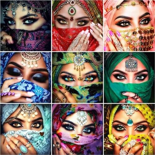 HUACAN 5D Full Drill Diamond Painting Portrait Diamond Embroidery Africa Woman Mosaic Home Art Wall Stickers