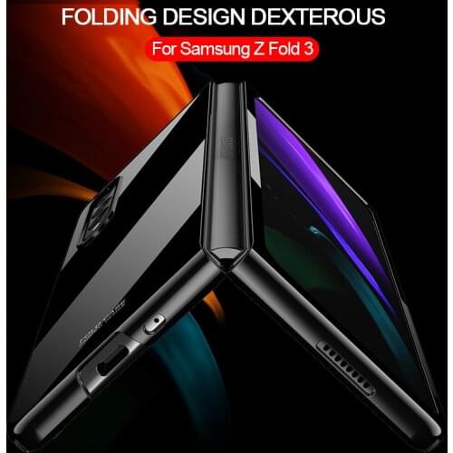 For Samsung Galaxy Z Fold 3 5G Case Ultra Thin Plating Glossy Surface PC Hard Shockproof Back Cover for Samsung Z Fold3 Cases