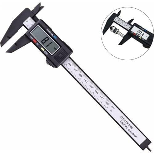1Pc 3.94"/6 Inch LCD Digital Electronic Carbon Fiber Vernier Caliper Gauge Micrometer Digital Ruler Measuring Tools 100/150mm