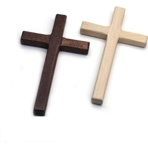 1PC DIY Handmade Wooden Crosses Crucifix Jesus Christ Ornaments Religious Charm Necklace Pendant Jewelry Making Accessories New