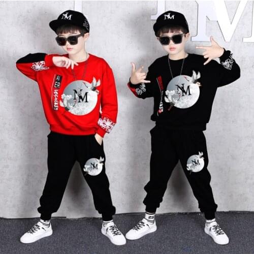Kids 3-14 Years Boys Girls Clothes Sets 2020 Spring Autumn Hip-hop Style Hooded Sweatshirts Pants Outfits For Boys Tracksuit