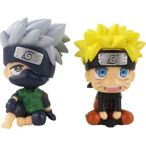 9cm 2Styles Naruto Shippuden Anime Kakashi Uzumaki Naruto PVC Action Figure Kawaii Cute Collection Mini Model Toys Kids Gift