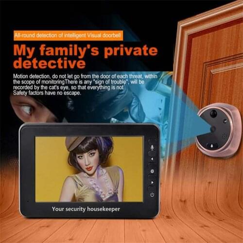 Electronic Intercom Door Viewer 4.3" HD Automatic Video Photo Peephole Camera IR Night Vision Motion Detection Security Doorbell