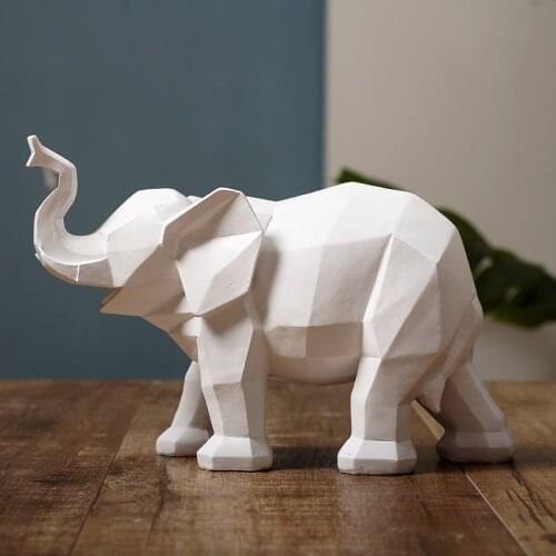 EUROEPAN RESIN BLACK AND WHITE ELEPHANT DECORATION HOME LIVINGROOM FIGURINES CRAFTS OFFICE GEOMETRIC ELEPHANT ANIMAL ORNAMENTS