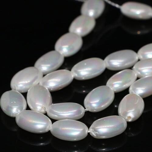 Factory outlet fashion 5*10mm natural white shell pearl oval fit diy necklace bracelet loose beads jewelry making 15inch B2284