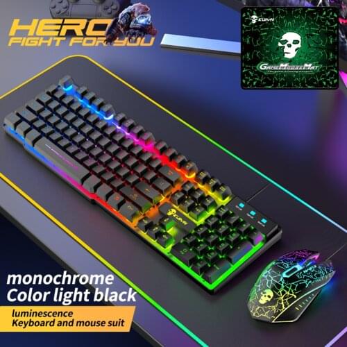 Keyboard Mouse 3-in-1 Kit USB Wired Computer Gaming Mouse Pad Accessories Set for Household Computer Accessories