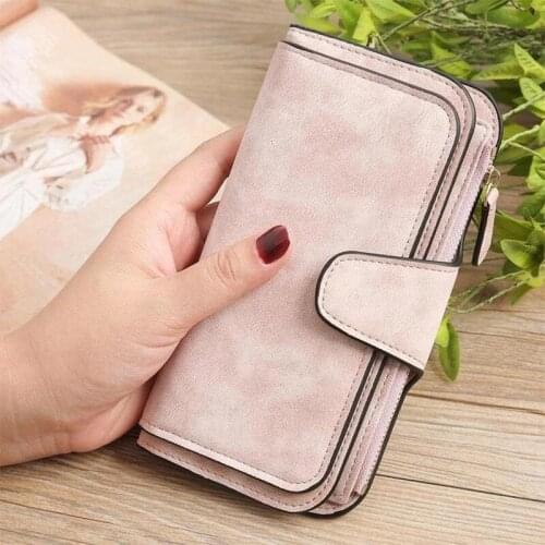 Hot Fashion Retro Women Wallets Solid color Large Capacity Purse Long Tri-fold Multi-pocket Female Multi-function Wallet -OPK