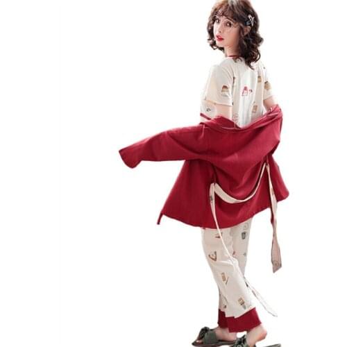 Three-piece suit Maternity Cloth Pregnancy Breastfeeding Pajamas for Pregnant Women Cotton Maternity Nursing Sleepwear Sets