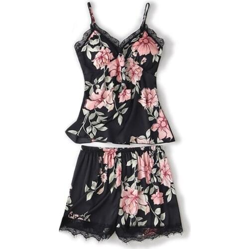Suits With Shorts Female Pijama Silk Pyjama Pour Femme Short Sets Home Fashion Sexy Summer Womens Nightie Pants