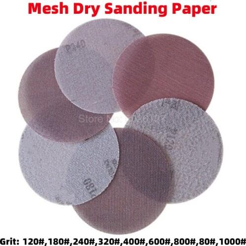 1Pcs 5-Inch 125MM Dry Sand Meshes Round Sandpaper Discs Sheets Self-adhesive Paper Sander Power Tool Flocking Mesh Grit Hook