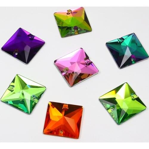 Mixed colors 14*14mm Square Sew On Rhinestone K5 stones and crystals Flatback sewing rhinestones for needlework clothes dress