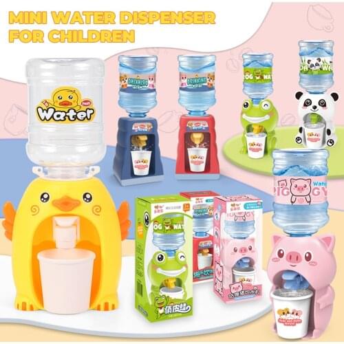 Mini Water Dispenser for Children Kids Gift Cute Cold/Warm Water Juice Milk Drinking Fountain Simulation Cartoon Pig Kitchen Toy