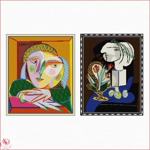 Joy Sunday Art Woman Printed Cross Stitch Kits Counted Canvas Embroidery Sets 11CT 14CT DIY Handmade Needlework Home Decoration