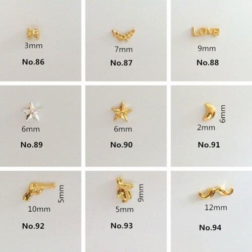 2015 New100pcs/bag 3D Nail Art Decoration Mental Gliter Star Moon Style Nail Polish Sticker DIY Nail Tools