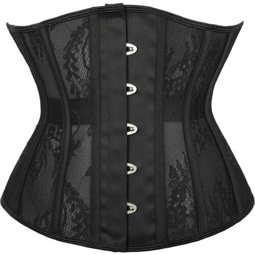 New style Sexy Women Waist Training Black Underbust Corset Top Basque Corselet Bustier Lingerie Belt Plus Size S-XXL