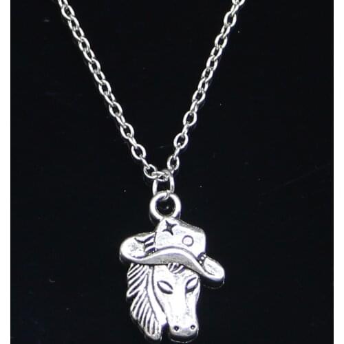 New Fashion Necklace 23x16mm horse in cowboy hat Pendants Short Long Women Men Colar Gift Jewelry Choker