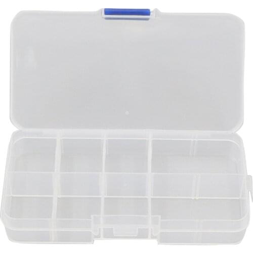 10 Grid Detachable Compartment Rhinestones Box Jewelry Case Crafts Nail Art Tips Storage Organizer