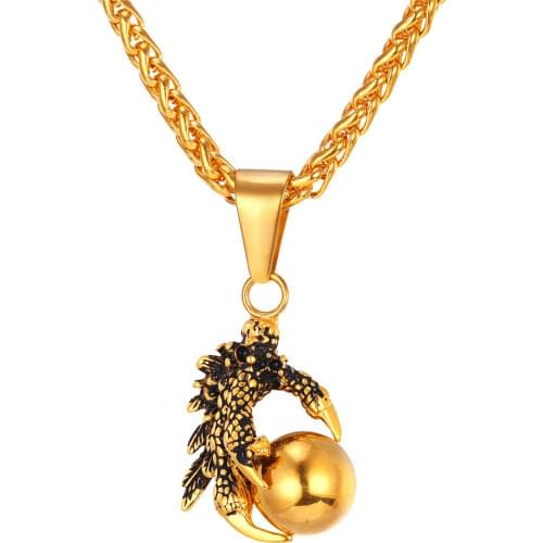 Collare Punk Rock Necklace For Men Chain Stainless Steel Jewelry Vintage Gold Color Evil Ball Sport Pendants Necklaces P747