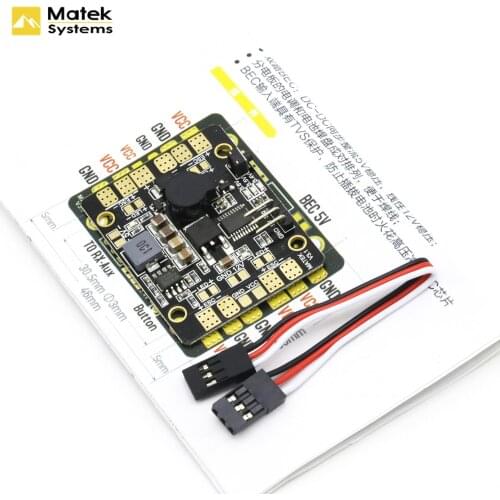 Matek 5in1 V3 Power Distribution Board/PDB Hub With Dual BEC-5V/12V LED Controller Tracker Low Voltage Alarm for FPV