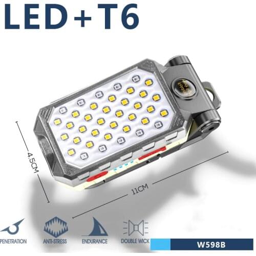 Portable LED Flashlight Outdoor Super Bright Auto Repair Light Rechargeable Maintenance Light COB Waterproof Work Light