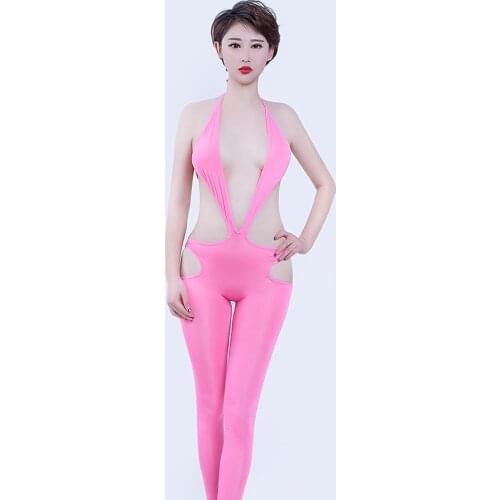 See Through Backless Jumpsuits High Elastic Sheer Club Wear Long Legging Transparent Porn Tights Sexy Hollow Out Bodysuits Women