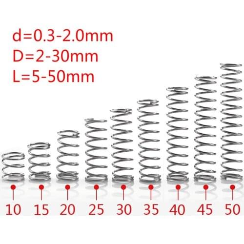 304 stainless steel spring small spring compression spring wire diameter 0.3 * 3* 5/10/15/20/25/30/35/40/45/50mm