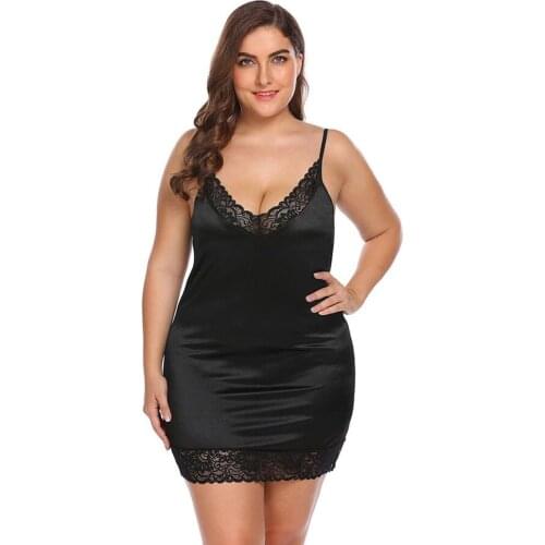 Sexy Lingerie Fat sleepwear Temptation Sling Lace Wrap Hip Nightdress With Thong 2pcs/Sets Nightwear