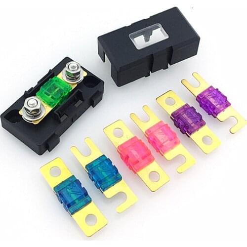 1set ANS trumpet Fork Plug Fuse 20A 30A 40A 50A 60A 70A 80A 100A 150A 200A Bolt fixed insurance film + ANS-8 Safety plate base