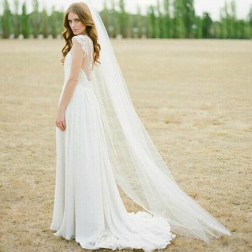 Wedding Veil 2020 3M Cut Edge Comb White Long Bridal Veils One Layer Long Wedding Accessories Free Shipping