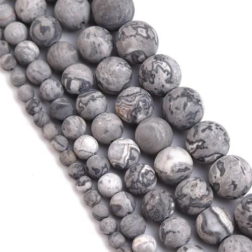 Dull Polished Matte Map Jaspers Loose Natural Stone Beads 4 6 8 10 12mm DIY Making Bracelet Necklace Jewelry Accessories