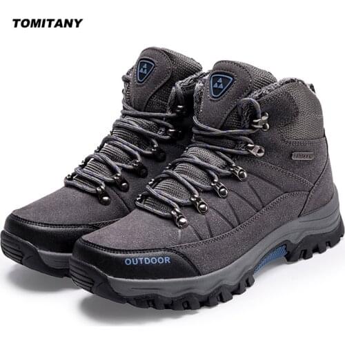 Outdoor Waterproof Plush Warm Hiking Shoes Wear-resistant Non-slip Sports Shoes Walking Boot Winter Sneakers Men Shoes