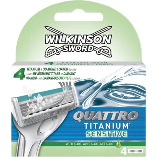 Wilkinson Sword Quattro Titanium Sensitive Refill Razor Blades 1 Pack/4 Pcs