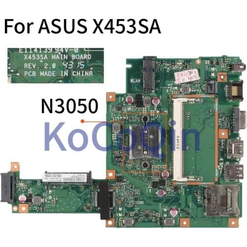 KoCoQin Laptop motherboard For ASUS X453SA N3050 Mainboard REV.2.0 DDR3