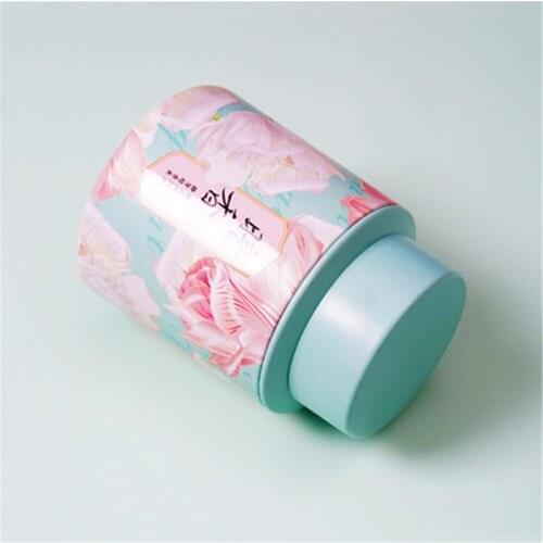 Flower Tin Loose Tea Coffee Candy Storage Box Cylindrical Shape Metal Case Wedding
