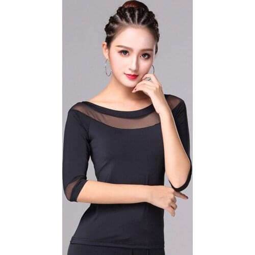 Short Sleeve Waist Patchwork Women Latin Dance Tops Latin Dancing Dress Cloth Tango Chacha Dancing Performamnce SS067