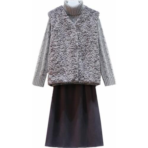 Winter Sweater Knitted Plus Size Skirt Set 3 Piece Set Women Conjuntos De Mujer Ensemble Femme Year-old Femal Costume Suit