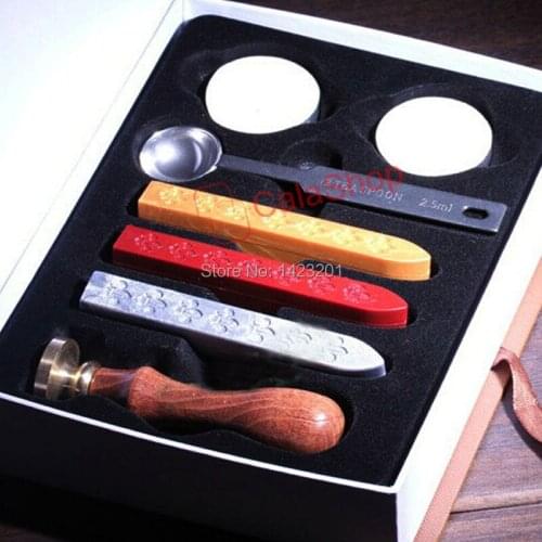 1 Box / Lot Letter A to Z Vintage Copper Wax seal Stamp Kits for elegant and special Gift Wood Stamp Handle