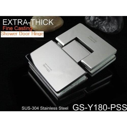 1 pair) VIBORG SUS304 Stainless Steel Glass-to-Glass Shower Door Hinge, 180 Degree Shower Door Hinge, Shining, GS-Y180-PSS