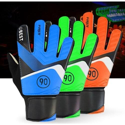 1Pair Gloves Protective Anti-Collision Faux Leather Children Goalkeeper Gloves for Football Game Finger Protection Goalie Gloves