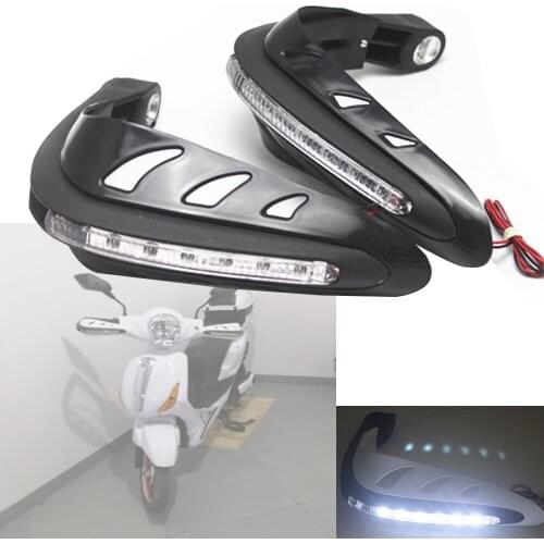 1Pair Motorcycle Handlebar Hand Protector with LED Light Handguards LED Hand Guard Universal Hand Guards Motor accessories