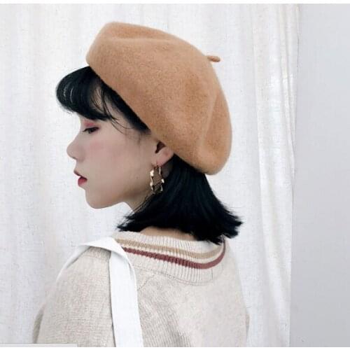 1PC Women Brand Classic Solid Color Winter French Style Beret Artist Hat Casual Cap
